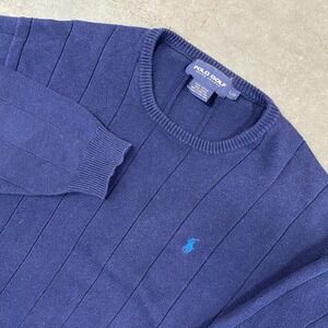 Polo Golf Ralph Lauren Navy Blue Ribbed Knit Sweater Men's Large
